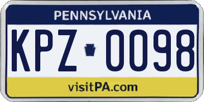 PA license plate KPZ0098