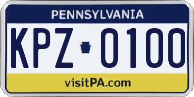 PA license plate KPZ0100