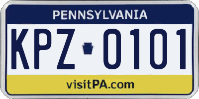 PA license plate KPZ0101