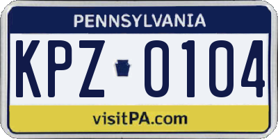 PA license plate KPZ0104