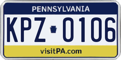 PA license plate KPZ0106