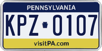 PA license plate KPZ0107
