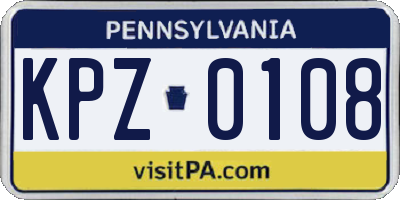 PA license plate KPZ0108