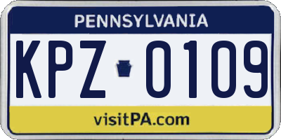 PA license plate KPZ0109