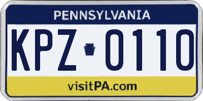 PA license plate KPZ0110