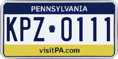PA license plate KPZ0111