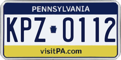 PA license plate KPZ0112