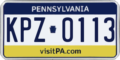 PA license plate KPZ0113