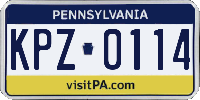 PA license plate KPZ0114