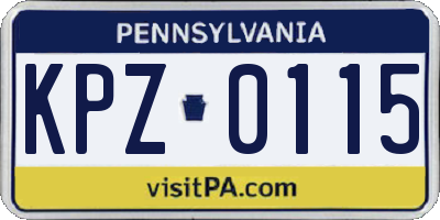 PA license plate KPZ0115