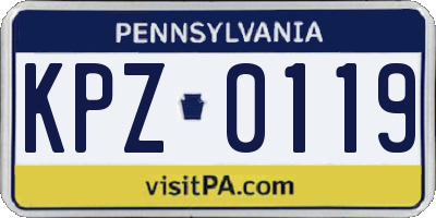 PA license plate KPZ0119