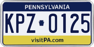 PA license plate KPZ0125