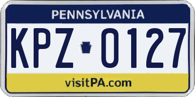 PA license plate KPZ0127