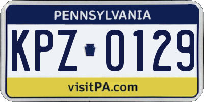 PA license plate KPZ0129