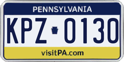 PA license plate KPZ0130