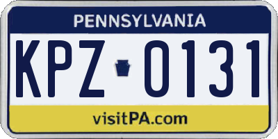 PA license plate KPZ0131