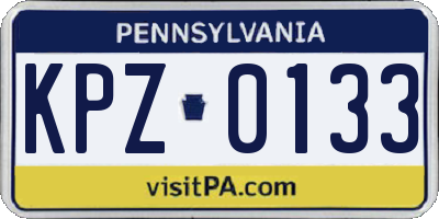 PA license plate KPZ0133