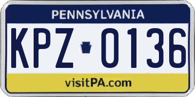 PA license plate KPZ0136