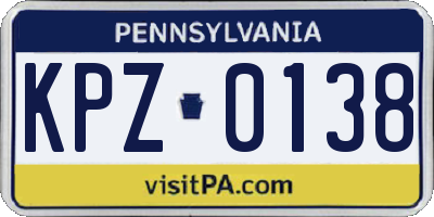 PA license plate KPZ0138