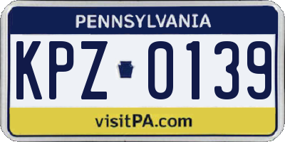 PA license plate KPZ0139