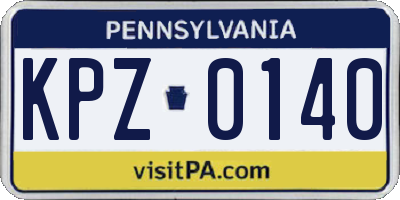 PA license plate KPZ0140
