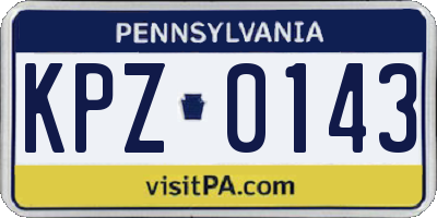PA license plate KPZ0143