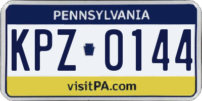 PA license plate KPZ0144