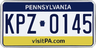 PA license plate KPZ0145