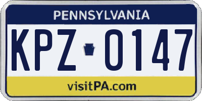 PA license plate KPZ0147
