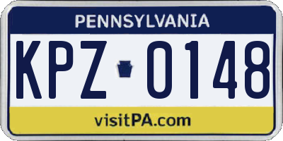 PA license plate KPZ0148