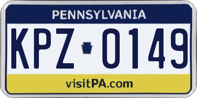 PA license plate KPZ0149