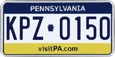 PA license plate KPZ0150