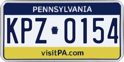 PA license plate KPZ0154