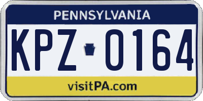 PA license plate KPZ0164