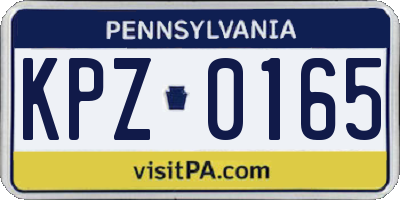 PA license plate KPZ0165