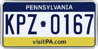 PA license plate KPZ0167