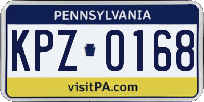 PA license plate KPZ0168