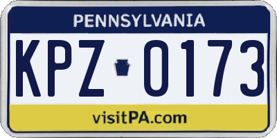 PA license plate KPZ0173