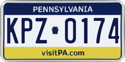 PA license plate KPZ0174