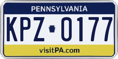 PA license plate KPZ0177