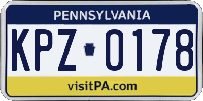 PA license plate KPZ0178