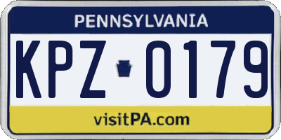 PA license plate KPZ0179