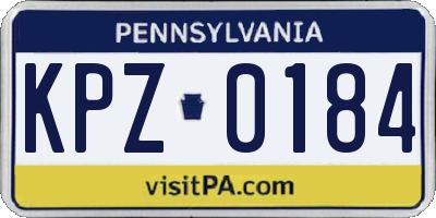 PA license plate KPZ0184