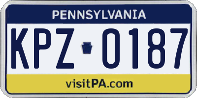 PA license plate KPZ0187
