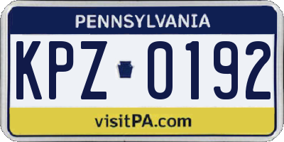 PA license plate KPZ0192
