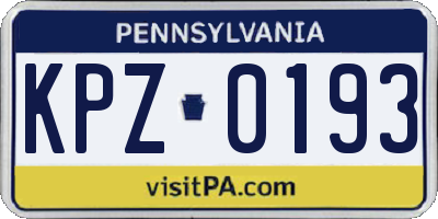 PA license plate KPZ0193