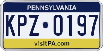 PA license plate KPZ0197