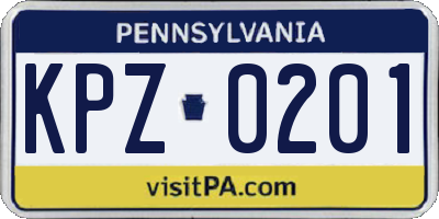 PA license plate KPZ0201