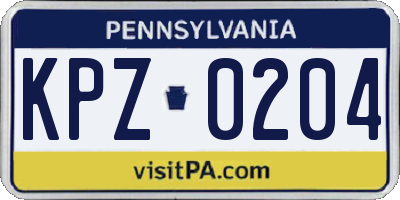 PA license plate KPZ0204