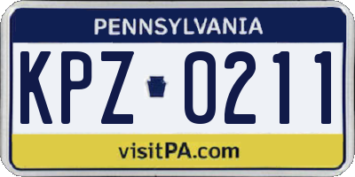 PA license plate KPZ0211